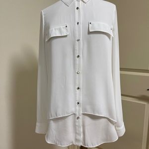 WHBM Creamy White Long Sleeve button up Blouse Size 8
